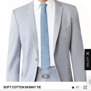 Azazie soft cotton dusty blue skinny tie 62"